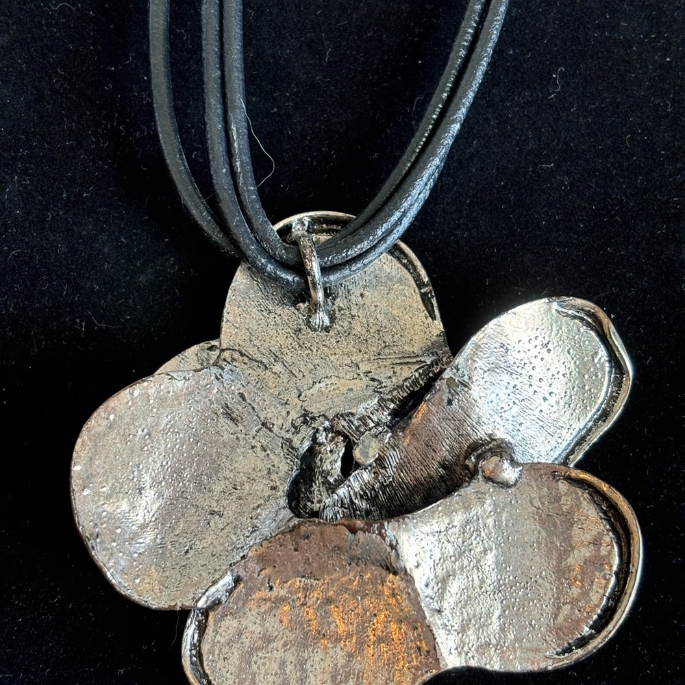 Silver Flower Statement Necklace - image 5